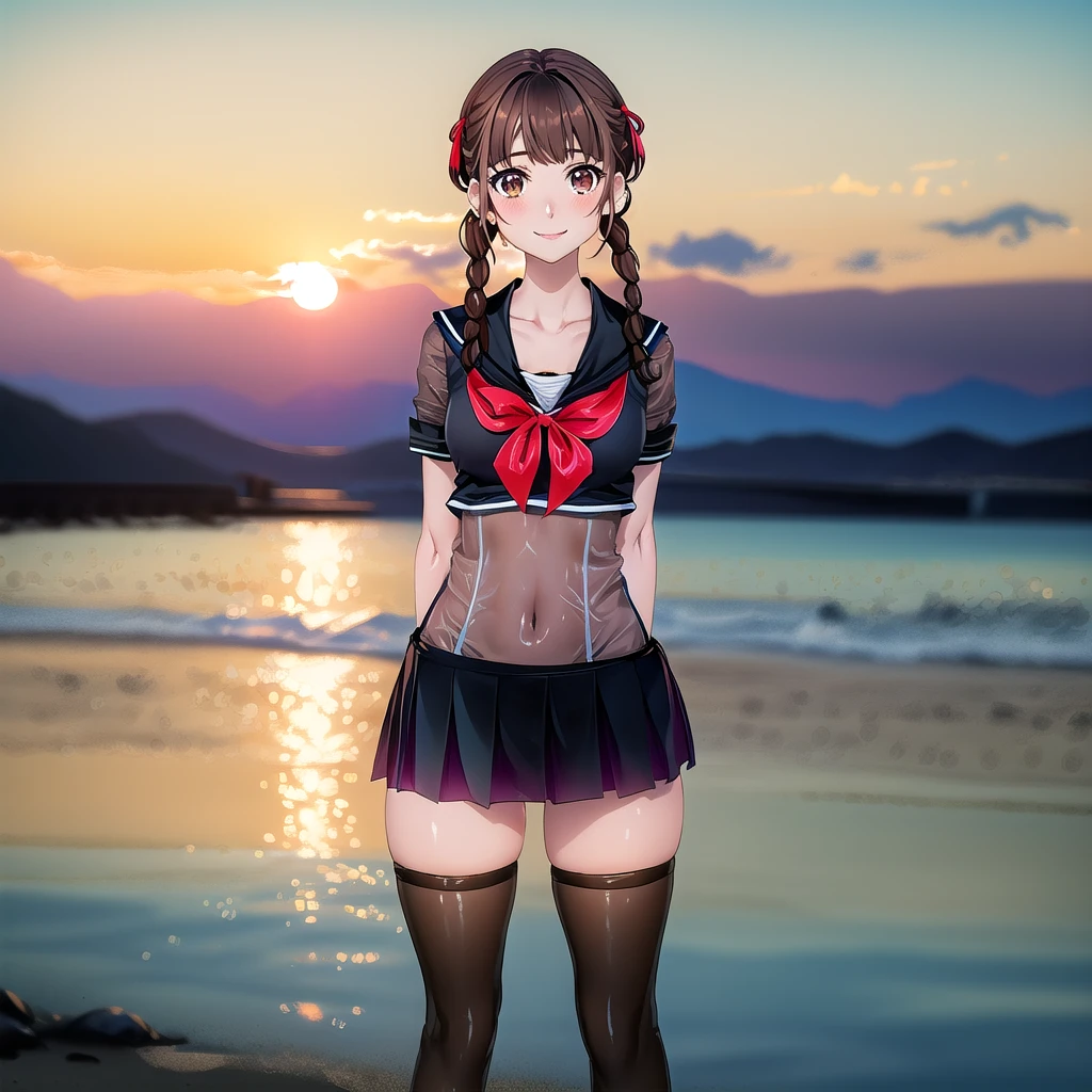 Girl anime,na praia,short skirt without bra,mamilos duros,sem calcinha, perspectiva de baixo,sem calcinha,  a mostra