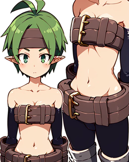 Valkyrie, short green pixie cut,headband,pointy ears, standing, solo, full body,
VAtt,bare shoulders, brown belt,armored boots,bike shorts,midriff,beltbra,beltskirt
(insanely detailed, beautiful detailed face, masterpiece, best quality) <lora:Valkyrie-09:0.8>
