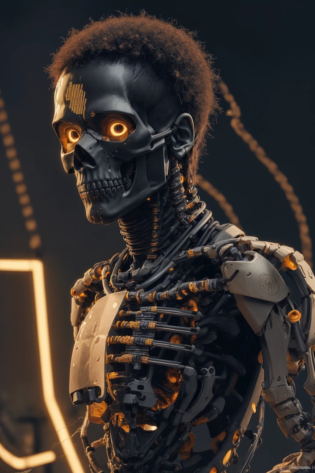 official art, unity 8k wallpaper, ultra detailed, beautiful and aesthetic, masterpiece, best quality, realistic, (zentangle, mandala, tangle, entangle), extremely detailed (dynamic angle),cinematic light,((1mechanical boy)),solo,full body,(machine made joints:1.2),((machanical limbs)),(blood vessels connected to tubes),(mechanical vertebra attaching to back),((mechanical cervial attaching to neck)), a half body portrait of an elite soldier in the style of call of duty ghost operator, ((black and gold skull mask)), hands folded in front, menacing gaze,(wires and cables attaching to neck:1.2),(wires and cables on head:1.2)(character focus),science fiction,extreme detailed,colorful,highest detailed