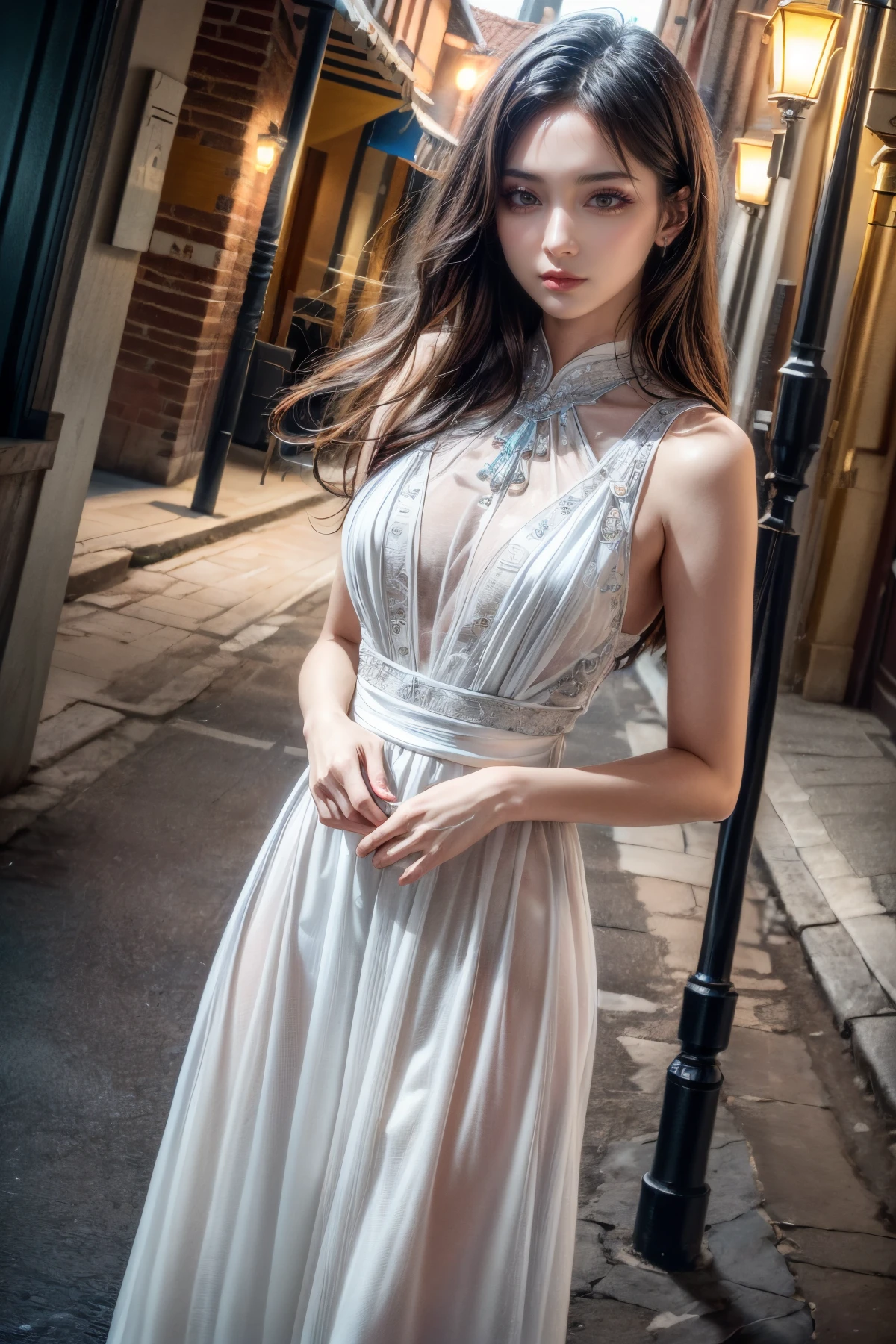 Best quality, masterpiece, ultra high res, (photorealistic:1.4), (((highly intricate details)), beautiful lighting, 1girl, shiny skin:1 <lora:add_detail:1.2> 1girl, (((depth of field))), pov,
Dutch Angle, Looking Away ,
standing,
street,