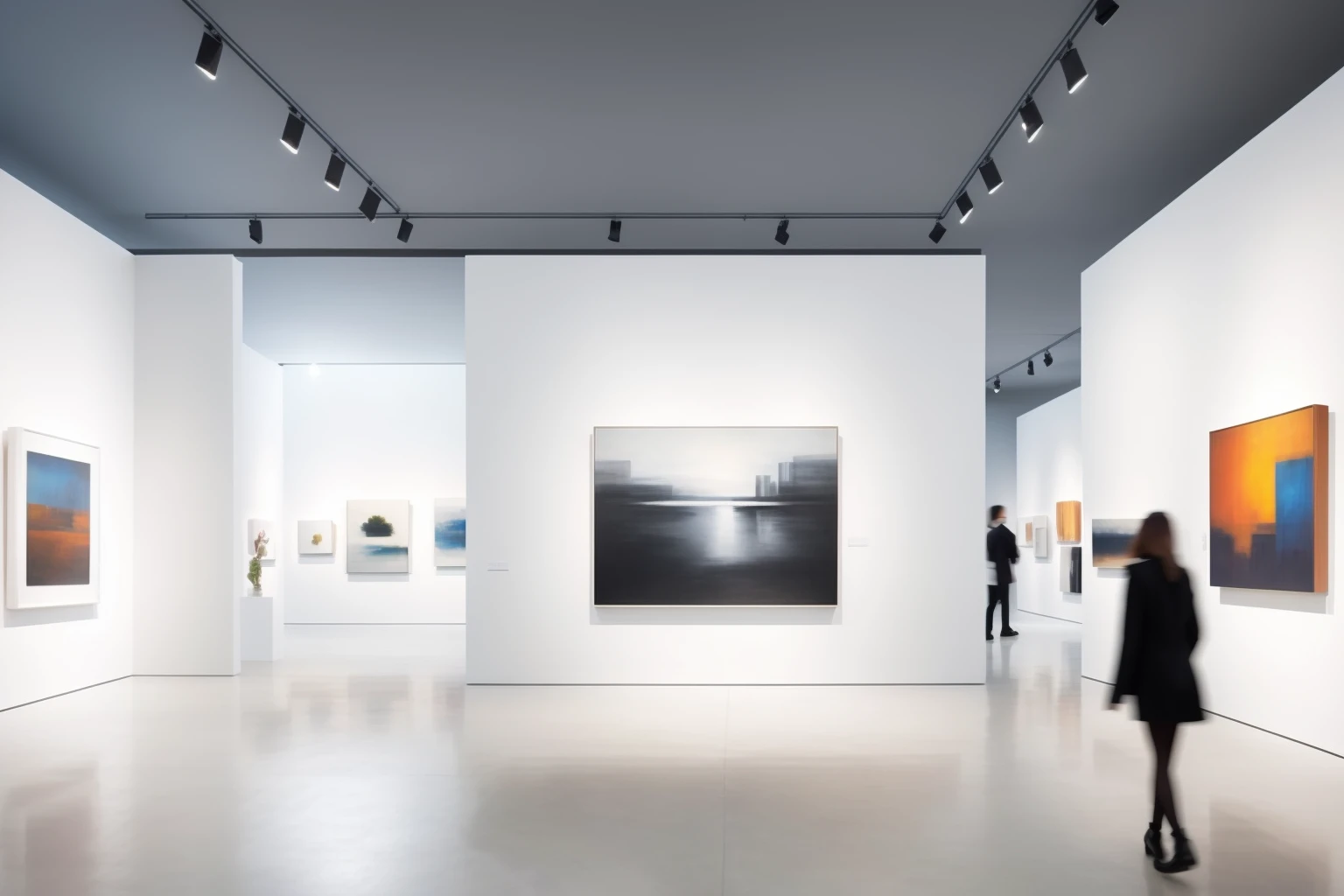 ((Best quality)), ((masterpiece)), ((realistic)), depict a modern art gallery designed in pristine white, standing out in an urban setting. The gallery showcases artwork and inspires visitors with its minimalist and contemporary design. The environment is bathed in abundant sunshine, creating a vibrant and inviting atmosphere. Utilize bright and natural lighting to illuminate the gallery space and emphasize the artworks on display. As the artist, embrace a clean and minimalist style that accentuates the architectural beauty. Utilize 3D visualization techniques to bring the gallery design to life, capturing its striking and captivating qualities. Employ a monochromatic color scheme dominated by white to evoke a sense of purity and serenity. Let the composition highlight the gallery's ability to captivate and inspire visitors on a beautiful sunny day.