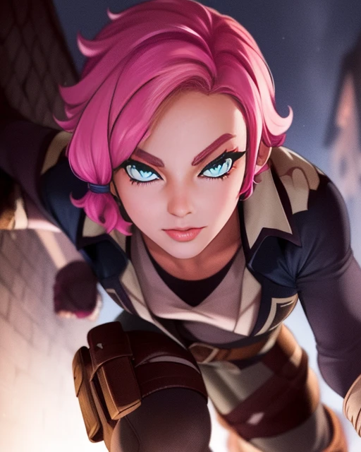 Meave.solo.short pink hair with a hair knot. blue eyes. bangs, smug, upper body, tease,
Meclot, brown belt, knee boots, brown gloves ,fingerless gloves ,shirt
brick wall, nighttime, caught by flash light, 12:pm. cinematic lighting, outside, in a circle of light, dark corners,
(insanely detailed, beautiful detailed face, masterpiece, best quality) <lora:Meave:0.8>