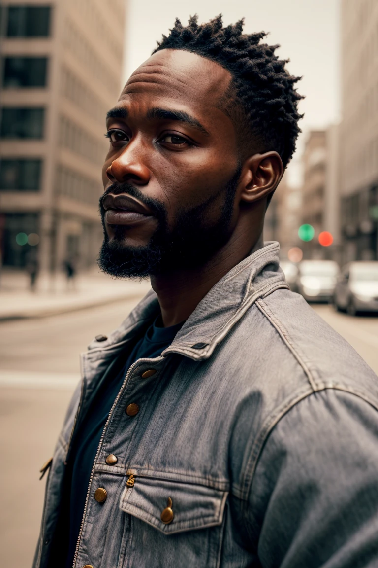 RAW photo of a 30 y.o African man, grey jacket, Photorealistic, Hyperrealistic, Hyperdetailed, soft lighting, subsurface scattering, realistic, heavy shadow, masterpiece, best quality, ultra realistic, 8k, golden ratio, Intricate, High Detail, film photography, soft focus <lora:add_detail:1>