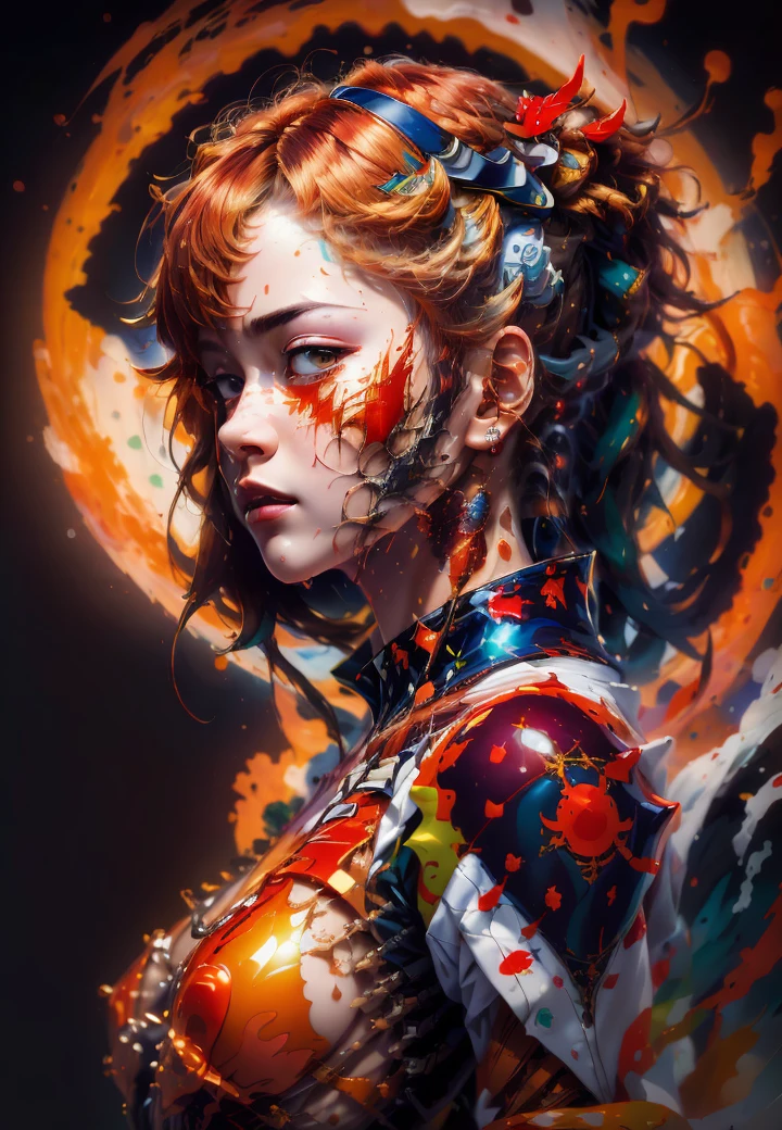 portrait of ((Asuka) Evangelion), futuristic (red) reflective wingman latex suit, (porclain skin:0.7), (natural realistic Ginger hair:0.9), messy hair, pigtail, focus on eyes and face
,BREAK (Rembrandt:1.2) lighting, (masterpiece:1.3), (best_quality:1.3), (ultra_detailed:1.3), 8k, extremely_clear, [ultrarealistic :  (professional color grading, film grain, Hasselblad):.7] <lora:modernart-000005:1>