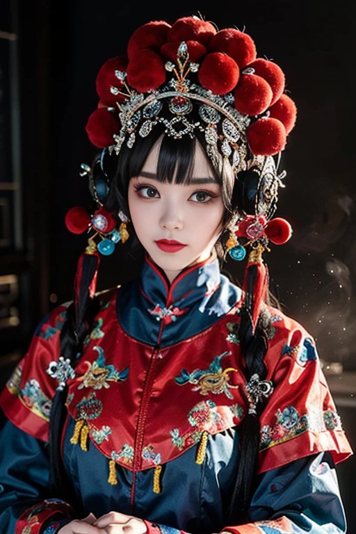 masterpiece, 1 girl, chinese opera, CNoperaCostume, CNoperaheaddress, CNoperaFlag, makeup, handdress,
