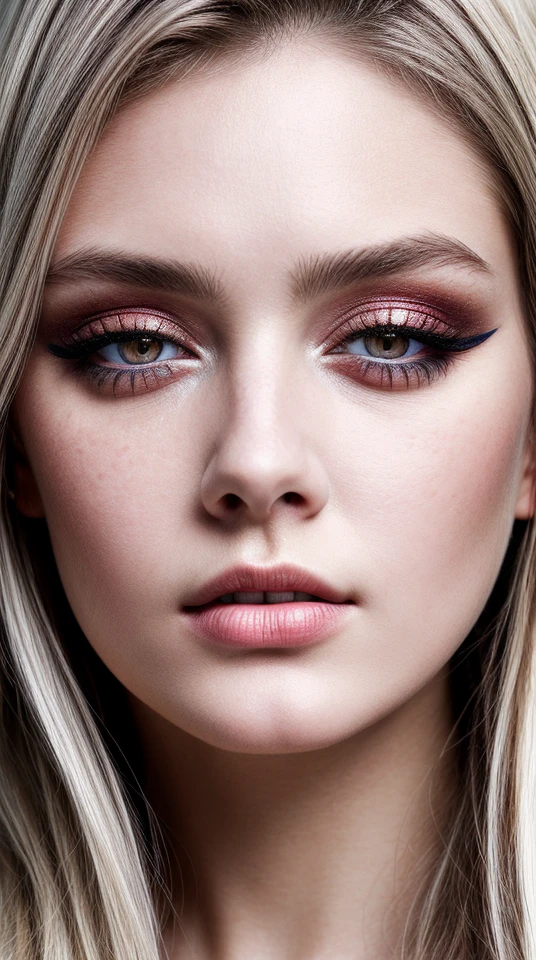 closeup face photo of beautiful russian teenager_woman, dark makeup, ash blonde, big perfect eyes, big perfect lips, hyperdetailed photography, soft light, head and breast portrait, cover,, best quality, (detailed beautiful face, detail skin texture, ultra-detailed body:1.1)