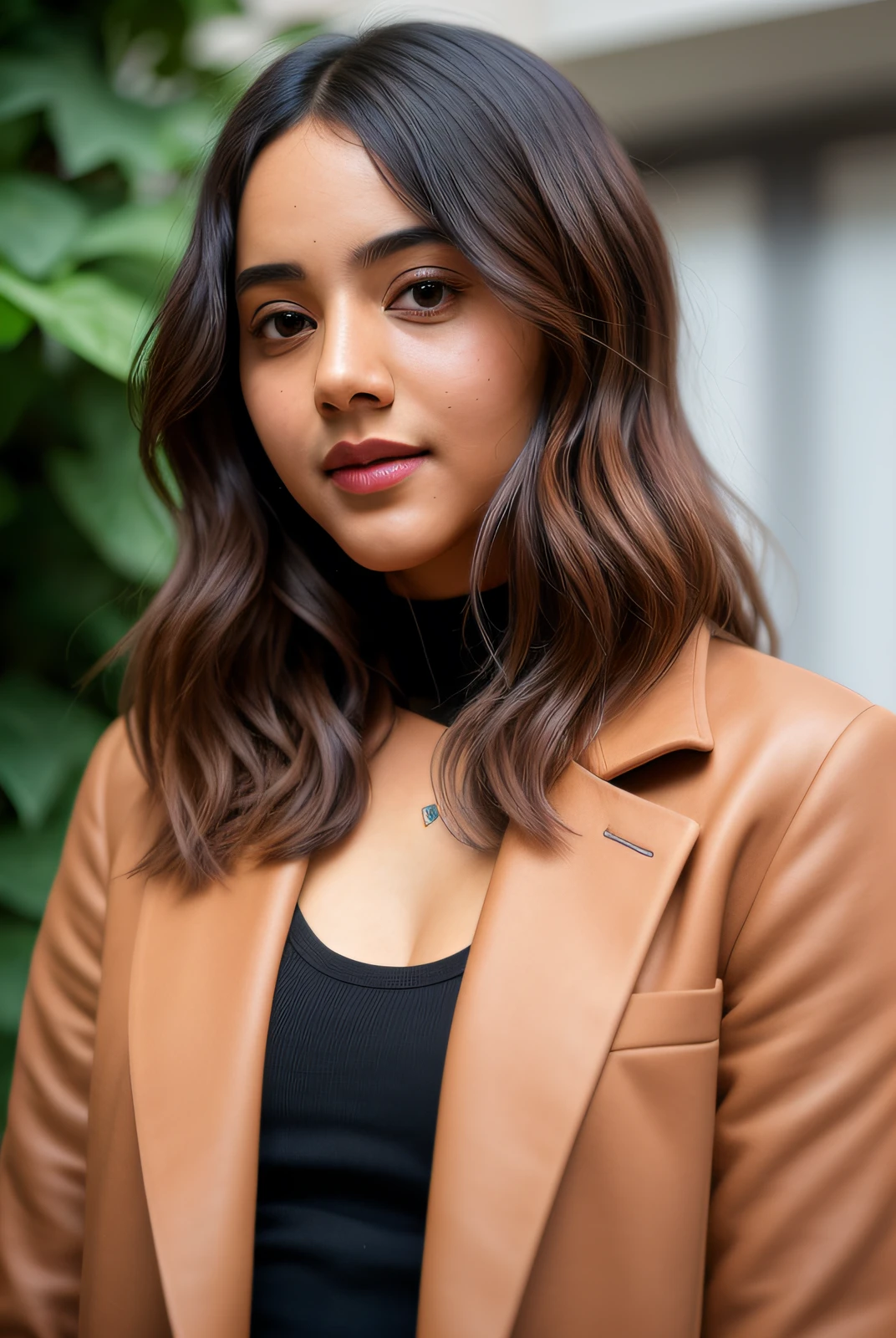 photo of (Abh1l4sh401:0.99), a woman, RAW, close portrait photo, long brown coat, (high detailed skin:1.2), 8k uhd, dslr, soft lighting, high quality, film grain, Fujifilm XT3 sharp focus, f 5.6