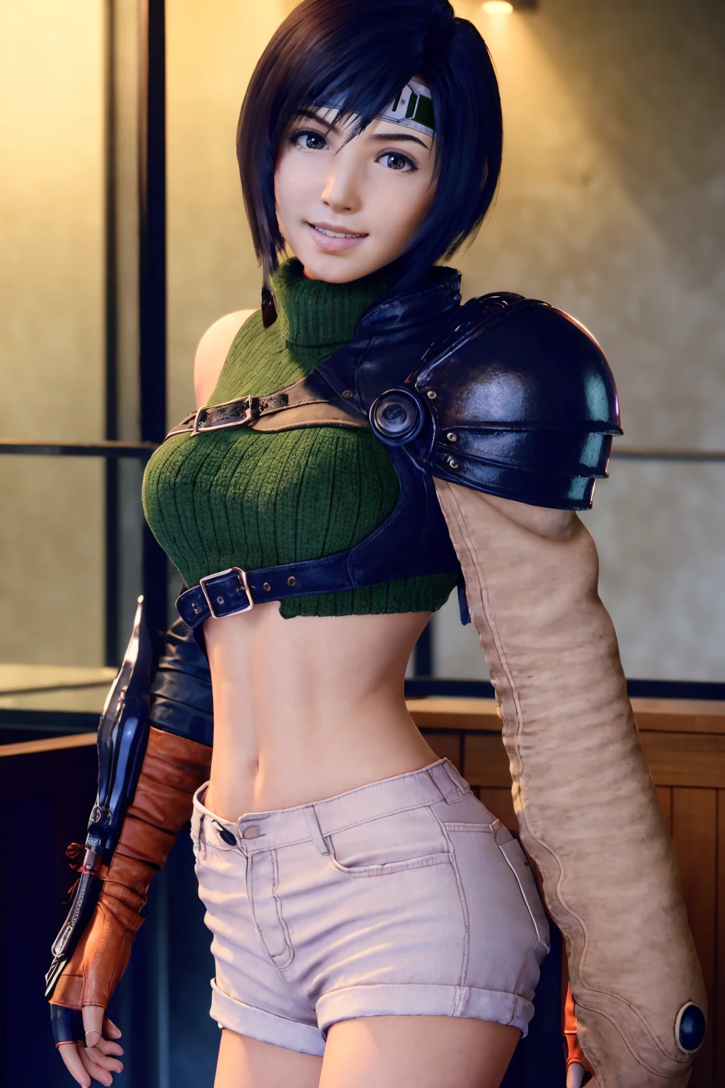 Best quality,masterpiece,ultra high res,yuffie_kisaragi,1girl,cowboy shot, light smile