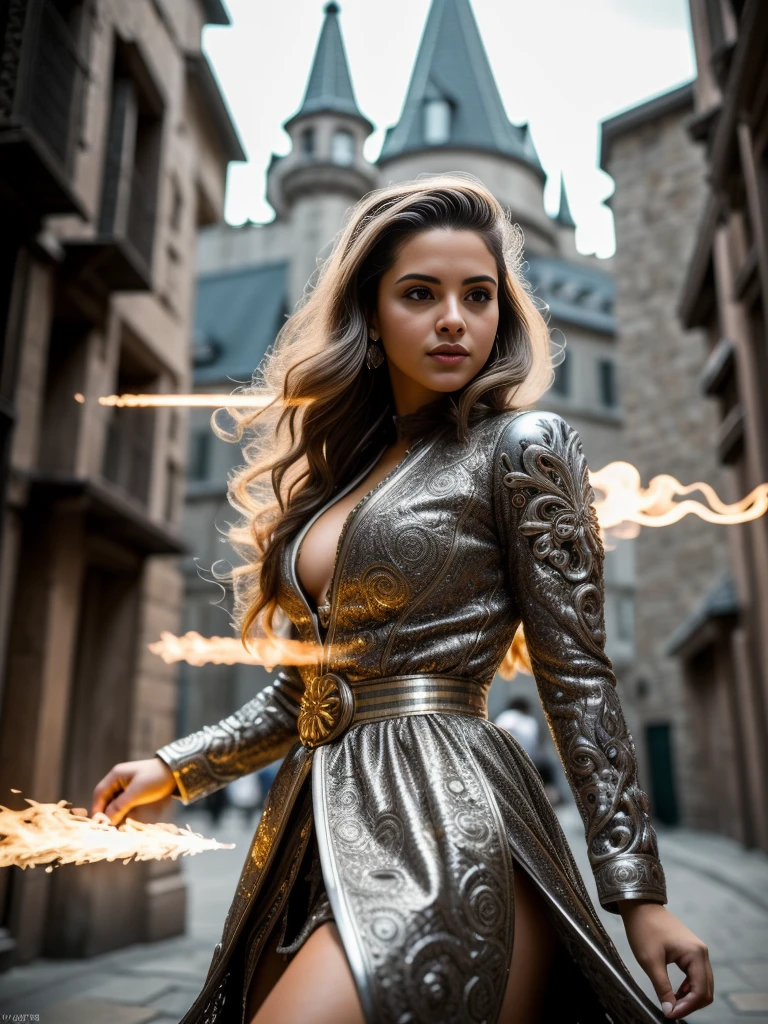(Gorgeous Photo:1.4) of (Ultra detailed:1.4), (photorealistic:1.4),( realistic:1.4),64k, masterpiece, ((ultra detailed:1.1)), (natural skin texture:1.3), (natural skin pores:1.3), 64k textures, cinematic look, intricate,
Waist high Portrait a magican young barbarian warrior in long dress,dark long coat,long skirt, one small dark rose in hair,  natural pose, intricate details,,
((magical fantasy city wall in the background))
 fantasy style,
 (hyper-detailed:1.9),RAW, DSLR, UHD, insane details, Photoshoot, Shot on 70mm lens, Tilt Blur, Shutter Speed 1/1000, F/22And, by aderek, by Pawel Tomczuk,
<lora:Anamorphic lens flare:0.2> <lora:weird future fashion_v4:0.1>
BREAK
[magic circle of blue flame], small rose in hair,
BREAK
[dark yellow light behind, magic dark orange fire flame, magic blue smoke] , background beating green glow, magic circle of yellow flame, 
BREAK
background beating grey glow, magic circle of yellow flame,
<hypernet:stworki:0.1>