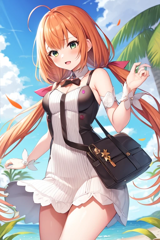 strelitzia, 1girl, solo, low twintails, club