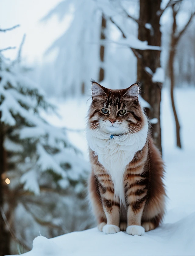 raw photo, film grain, closeup, a siberian cat, snow forest <lora:Analog Style Lomo:0.7>