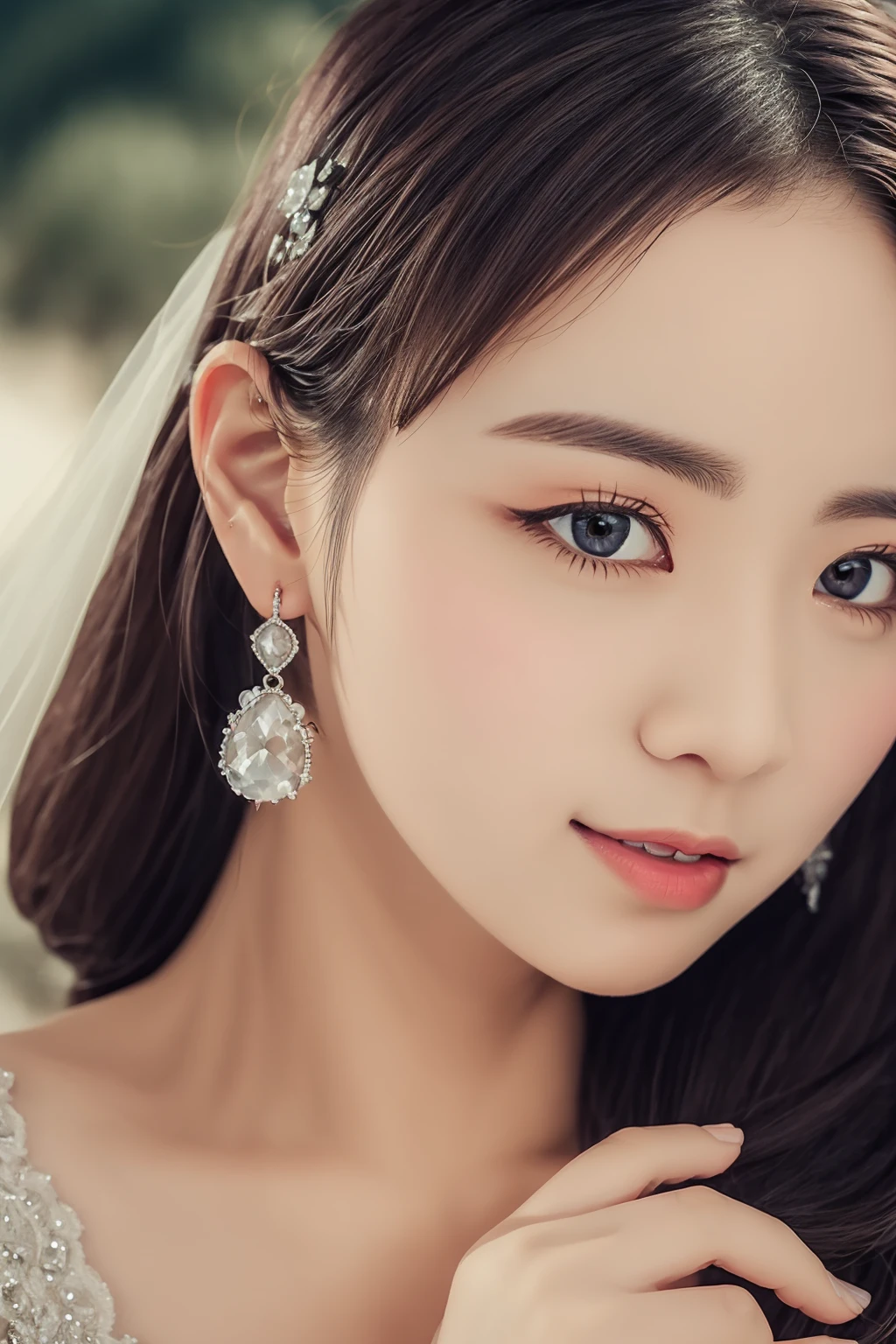 close up, girls, outdoor, flash, look at viewer, wedding, <lora:RomeoAlberti:1>