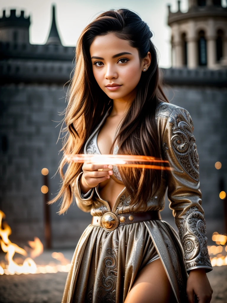 (Gorgeous Photo:1.4) of (Ultra detailed:1.4), (photorealistic:1.4),( realistic:1.4),64k, masterpiece, ((ultra detailed:1.1)), (natural skin texture:1.3), (natural skin pores:1.3), 64k textures, cinematic look, intricate,
Waist high Portrait a magican young barbarian warrior in long dress,dark long coat,long skirt, one small dark rose in hair,  natural pose, intricate details,,
((magical fantasy city wall in the background))
 fantasy style,
 (hyper-detailed:1.9),RAW, DSLR, UHD, insane details, Photoshoot, Shot on 70mm lens, Tilt Blur, Shutter Speed 1/1000, F/22And, by aderek, by Pawel Tomczuk,
<lora:Anamorphic lens flare:0.2> <lora:weird future fashion_v4:0.1>
BREAK
[magic circle of blue flame], small rose in hair,
BREAK
[dark yellow light behind, magic dark orange fire flame, magic blue smoke] , background beating green glow, magic circle of yellow flame, 
BREAK
background beating grey glow, magic circle of yellow flame,
<hypernet:stworki:0.1>