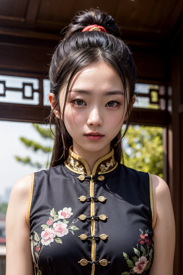 portrait of woman ,20yo,chinese,upper body,chinese clothes,Shanghai,cinematic lighting