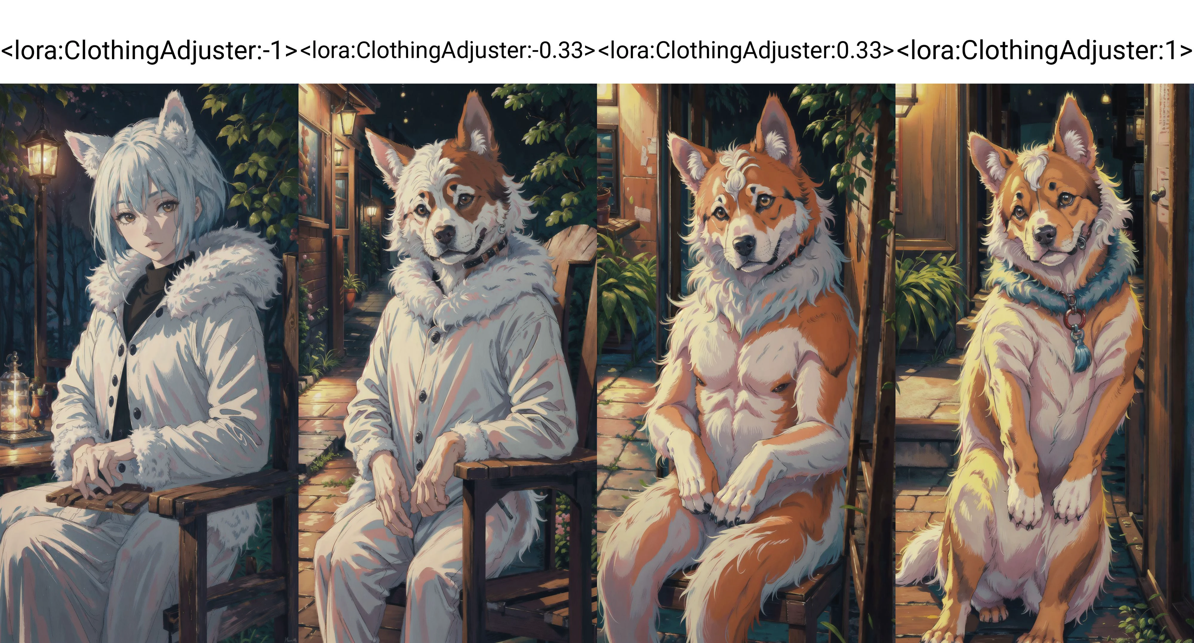 <lora:ClothingAdjuster:-1>, A masterful portrait of a charming dog, with soft fur coat, making eye contact with the viewer, in a natural relaxed pose, alone against a minimal dark outdoor setting, spotlighted like a masterpiece painting, capturing its sweetness in the best quality. Noble, loyal and playful.