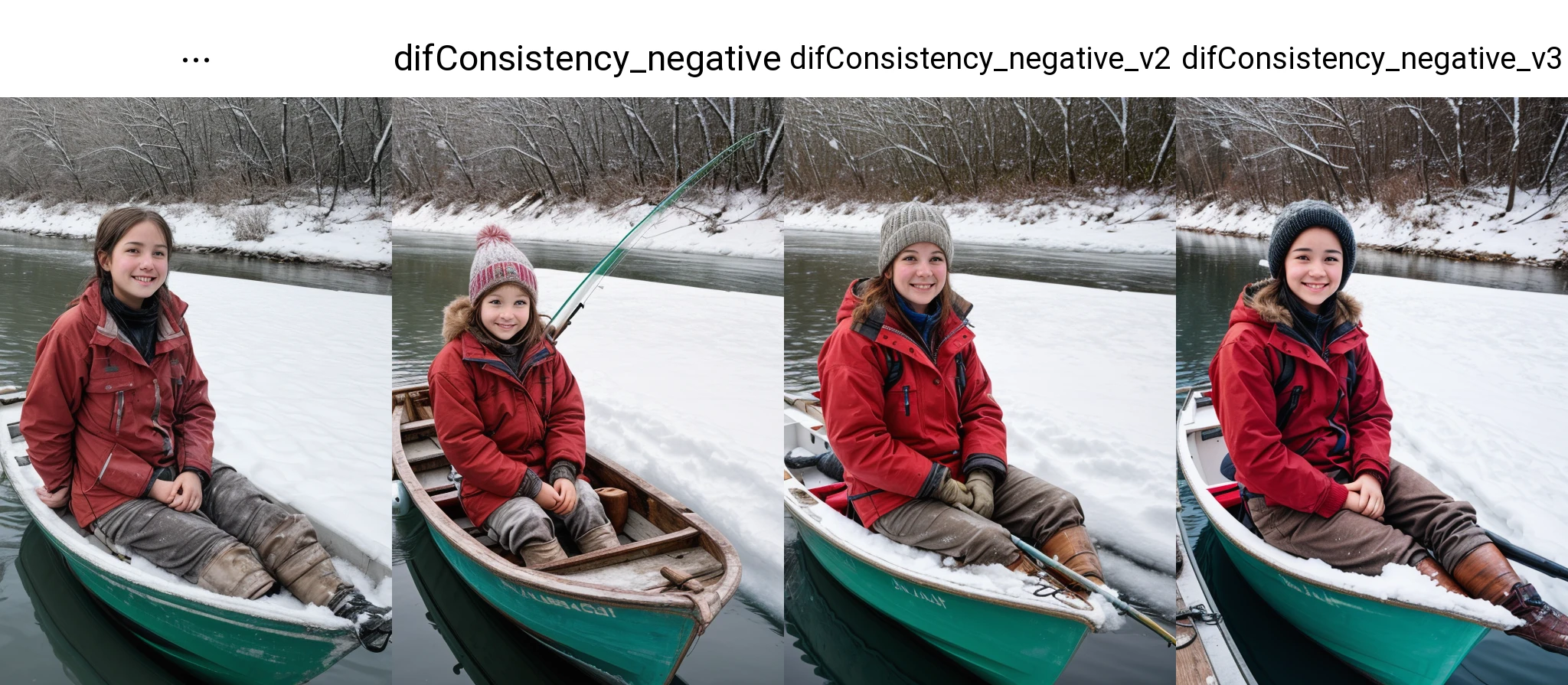 1girl sitting on a fishing boat fishing, river, snow, <lora:difConsistency_photo:0.5>, <lora:difConsistency_detail:0.5>