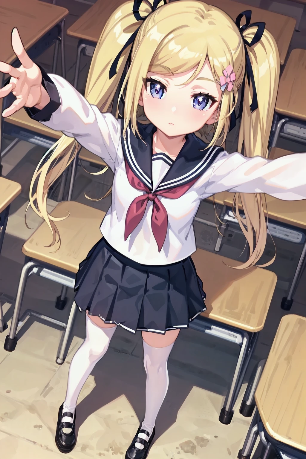standing, stretched arms, close-up, classroom, from above,
solo, mafuyu, white serafuku, long_sleeves, ribbon, plated_skirt, shoes, serahuku, white legwear
<lyco:hentai-mafuyu-t1:0.7>