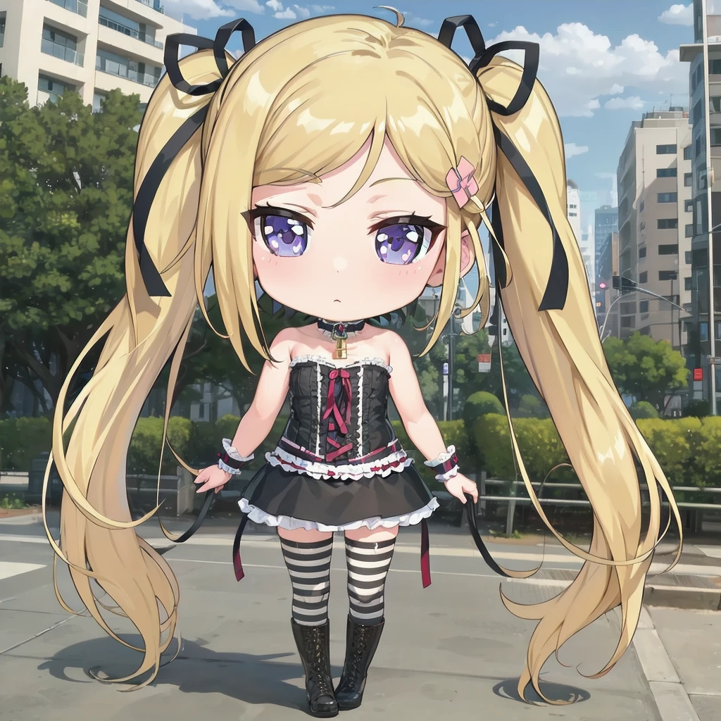 walking, city park,
chibi, solo, very_long_hair, mafuyu, lolita_fashion, bare_shoulders, boots, choker, dress, miniskirt, wrist_cuffs, ribbon, stlapless, striped_thighhighs, cross-laced_footwear, lock
<lyco:hentai-mafuyu-t1:0.7>