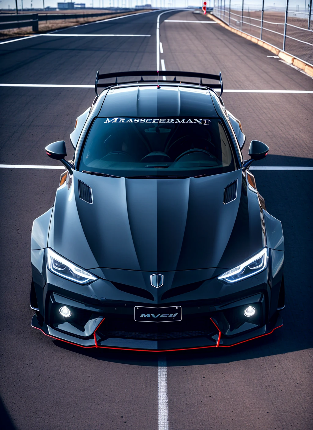 ((masterpiece,best quality)), ultra-detailed, 4k, highres, cinematic, widebody sedan, vehicle focus, city, neon lights,