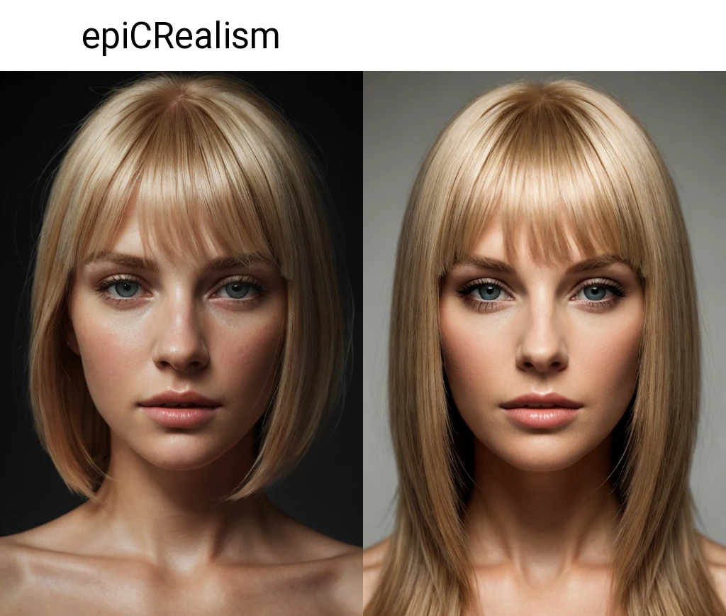 photo, portrait of a woman, blonde hair, bangs, epiCRealism