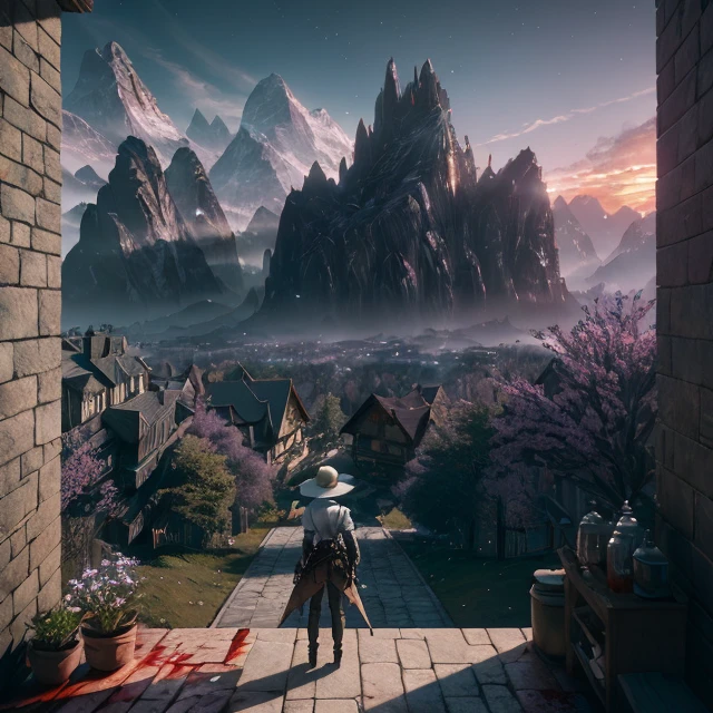 cinematic, (detailed), unparalleled magical energy, (very detailed CG unity 8k wallpaper), Photorealistic, color, (bloom:0.5), surreal photo, trees, AMONG US, straight on, alpine mountain, helmet, realistic lighting, (soft light), isometric render of the kitchen interior of a scary village house at dusk game art, (8k:1.1), sunset, palm trees, Antonio Moro, mountains, artstation, muted colors, building, art by greg rutkowski and artgerm, (wrinkled face), film grain, illustration, (((dark bloody clothing))), physically-based rendering, insane details, art by artgerm, skin tight white bodysuit, spring, (masterpiece, digital painting:1.1, wide_landscape)