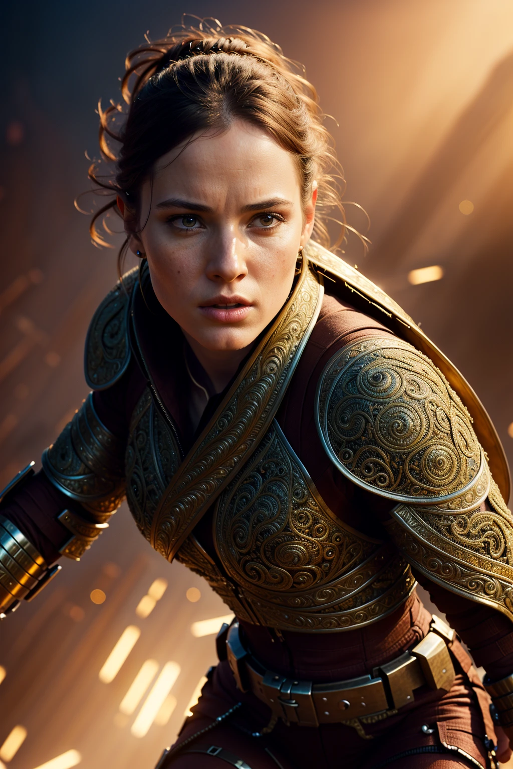 ((a woman on an epic battlefield)+, cinematic, colorful background, concept art, dramatic lighting, high detail, highly detailed, hyper realistic, intricate, intricate sharp details, octane render, smooth, studio lighting, trending on artstation)++ <lora:Elixir:0.5>