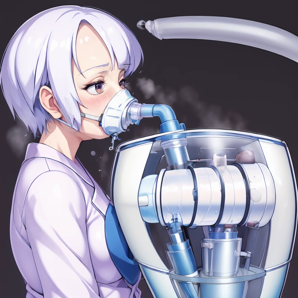 masterpiece, 80 years old woman, (an old woman with nasolabial folds on her face:1.5), (Rotary Evaporator:0.2), (Nitrogen:0.8), (oxygen:0.2), Kochel, Eyes, (Transparent cylindrical tube:0.5), (Utility pole:0.5), <lora:continuous_positive_airway_pressure:0.7>, (solo:1.5),(ventilator:1.3), (oxygen_mask:1.1), (pajamas:1.2), (from side:1.5)