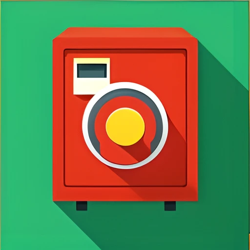 FlatIcon of a safe on a yellow background <lora:flaticon_v1_1:0.8>