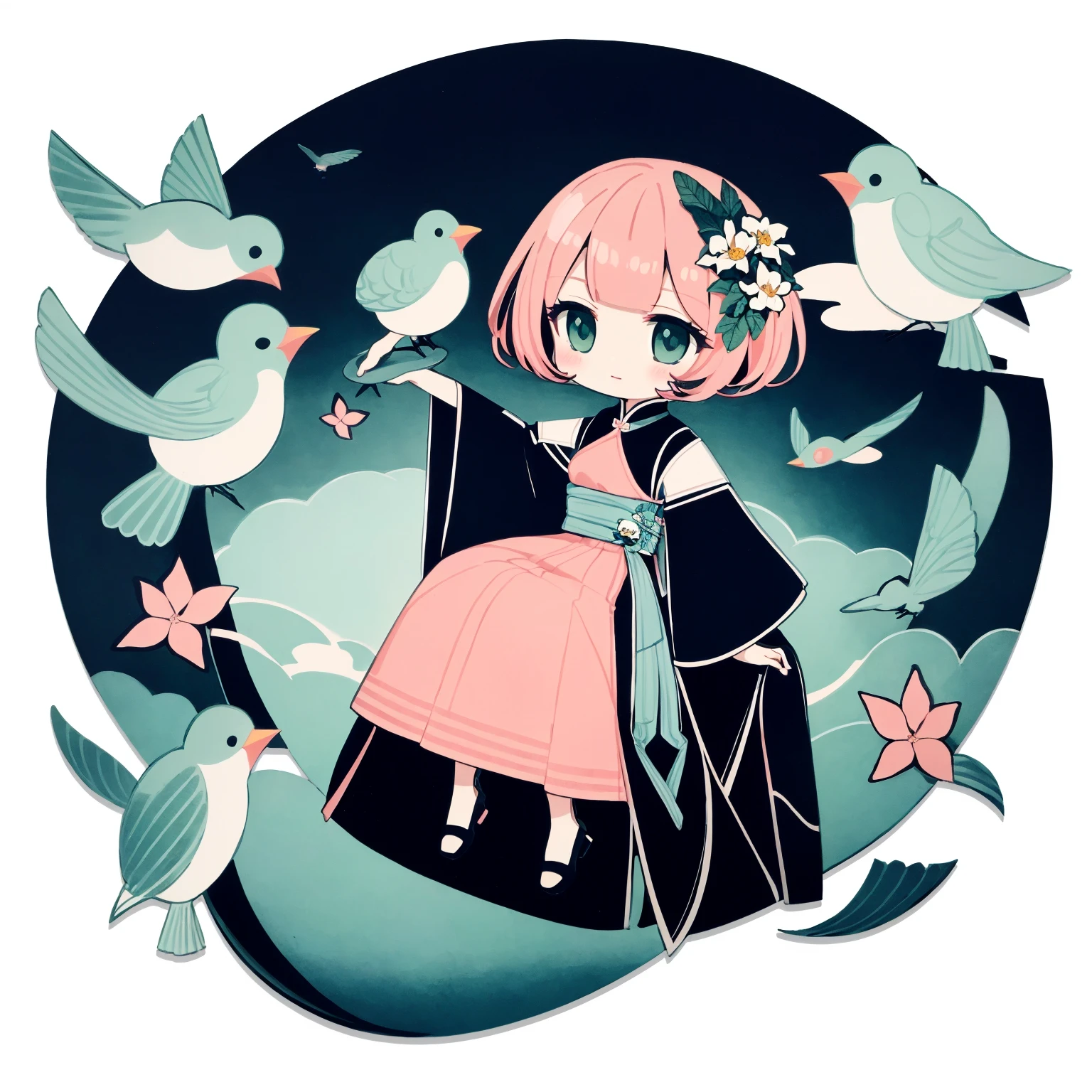 [(white background:1.15), ::2](chibi:1.5), (isometric:1.1), solo, mid shot, full body,
<lora:GachaSplashAlter:1> <lora::1>
(flat color:1.06),(colorful:1.1),(masterpiece:1.2),best quality, masterpiece, highres, original, extremely detailed wallpaper, looking at viewer,1girl,solo,,float colorful water,float colorful wind,float colorful fire,float colorful long hair,colorful eyes,
((art of paper-cut)),china ,Red and white,PAPER-CUT,calligraphy,man and wife,(Flower, bird, insect and fish),
(priscm;blue:1.6),(priscm;green:1.4),(priscm;pink:1.4)