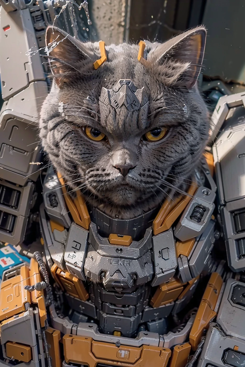 ((masterpiece), (best quality), ultra high res, (raw photo:1.2), (photorealistic:1.4), Exceptional detail, dramatic lighting, highres, 8k, absurdres, 1cat, (Chartreux:1.2), Chartreux, gundam\(rx78\), mecha, robot, science fiction,
<lora:Chartreux_38-000002:0.8>, <lora:c4ttitudeflexver:0.65> , <lora:RX78_V1:0.25>