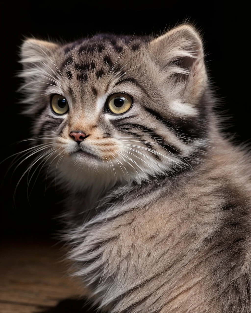 character design, realistic photo, photograph, cute tusuncub, tusun kitten, (realistic eye details), fluffy fur, (pallas's cat:0.5), cinematic lighting, (4k, hyper detailed), Global Illumination, (film grain:0.9), cute, best quality, DSLR, 24 Megapixels, Full Frame, , intense angle, masterpiece, portrait wallpaper, youhao, quanshenzhao, <lora:TUSUN:0.6>