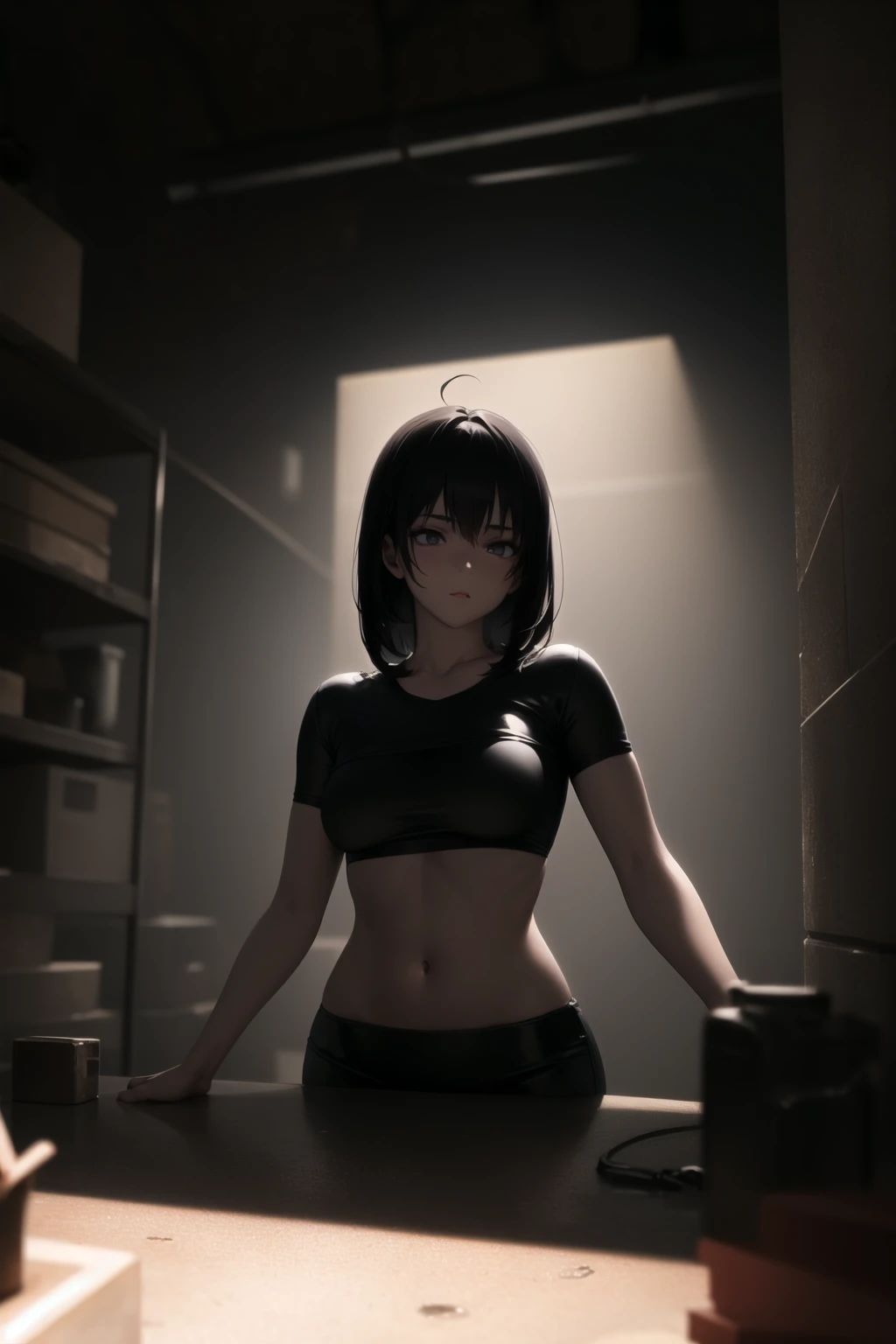 <lora:basement_v0.2:1> 
basement, 1girl, (dark:1.5), dimly lit, rimlight, upper body,, masterpiece, best quality, highly detailed
