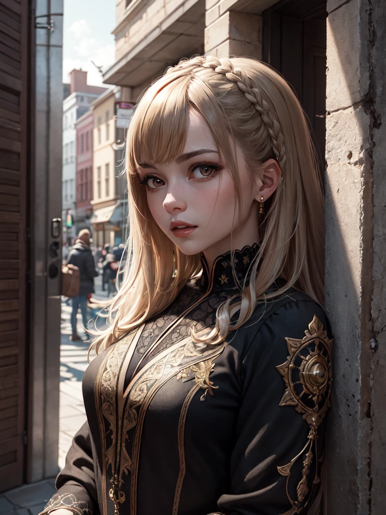 detailed background, outdoors,1girl, woman, solo, beautiful woman, intricate details, absurdres, cinematic, shiny hair, shiny clothes, shiny