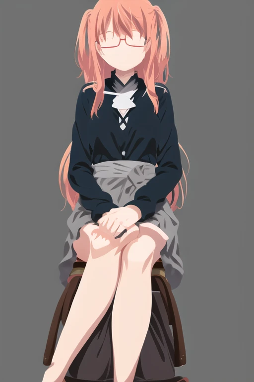 1girl,(chibi:1.3),(5years old,Kindergarteners),beret,smock,long hair,black hair,hair ribbon,smile,