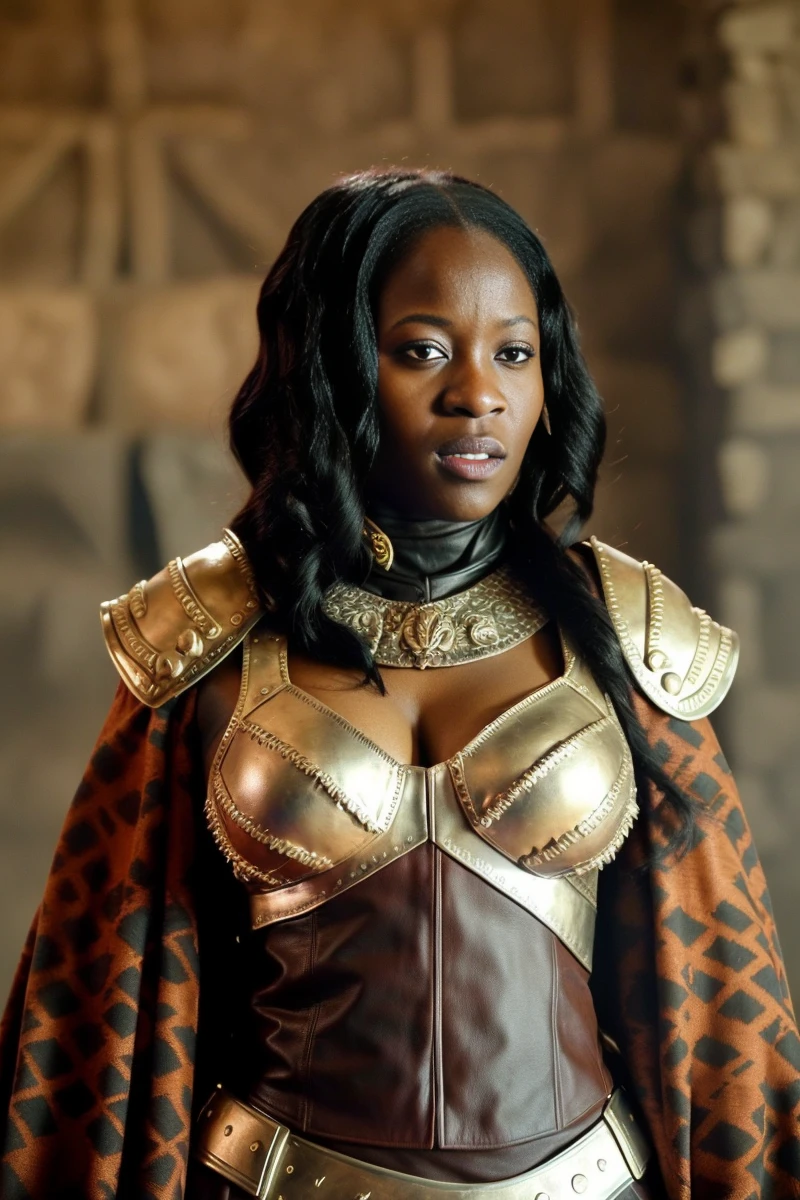 ((instagram photo)) full body photo of 28 y.o beautiful ((Nigerian African woman superhero costume)) strong ((girlboss)) fierce in a ((game of thrones tv show and fictional city of westeros)) (high detailed skin:1.2) ((angry face, angry expression)) 8k uhd, dslr, soft lighting, high quality, film grain ((amateur photo))