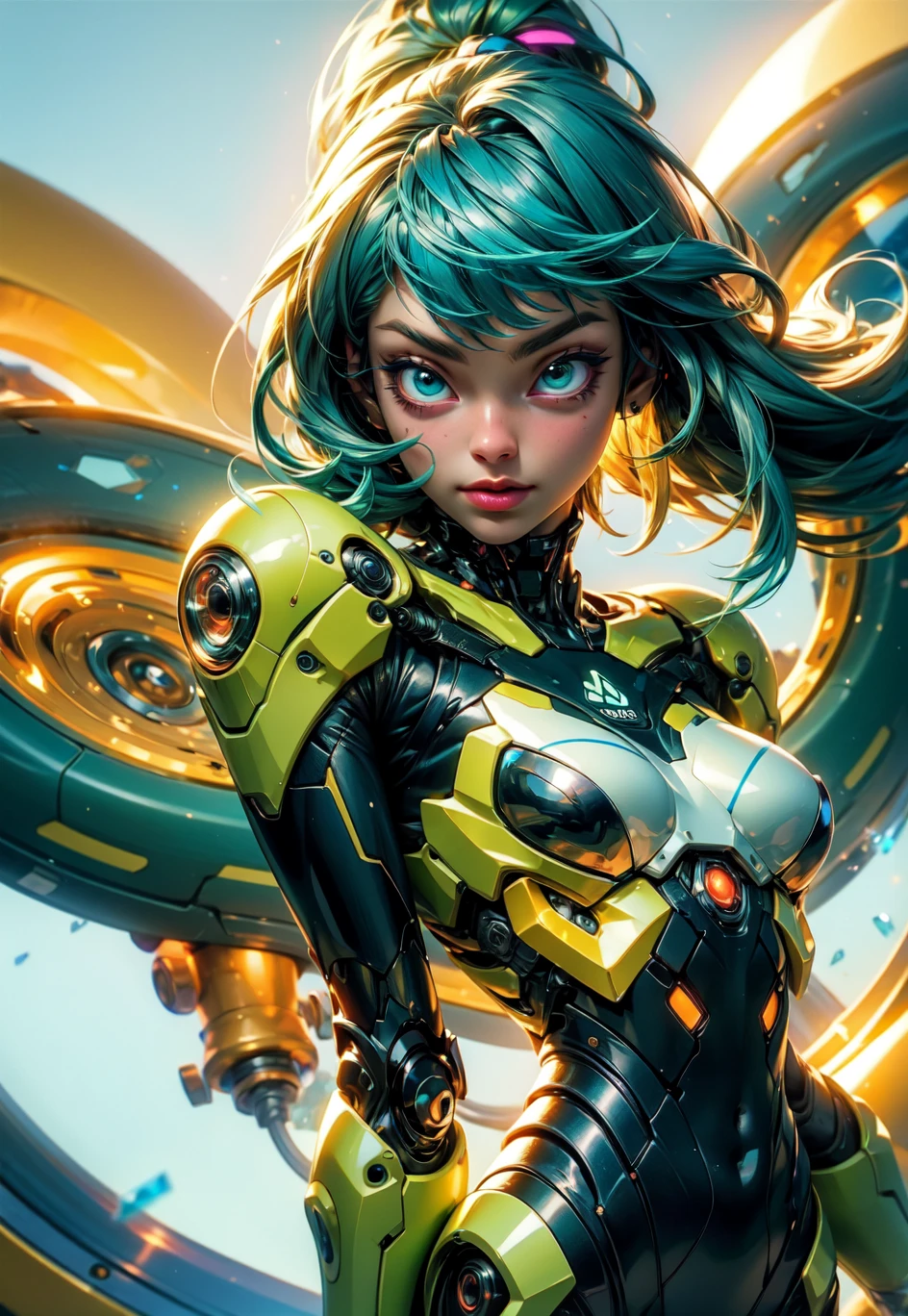 masterpiece, best quality, green technologic girl, prismatic body technology code, shiny body, liquid details, ((high quality)), ((4k quality))