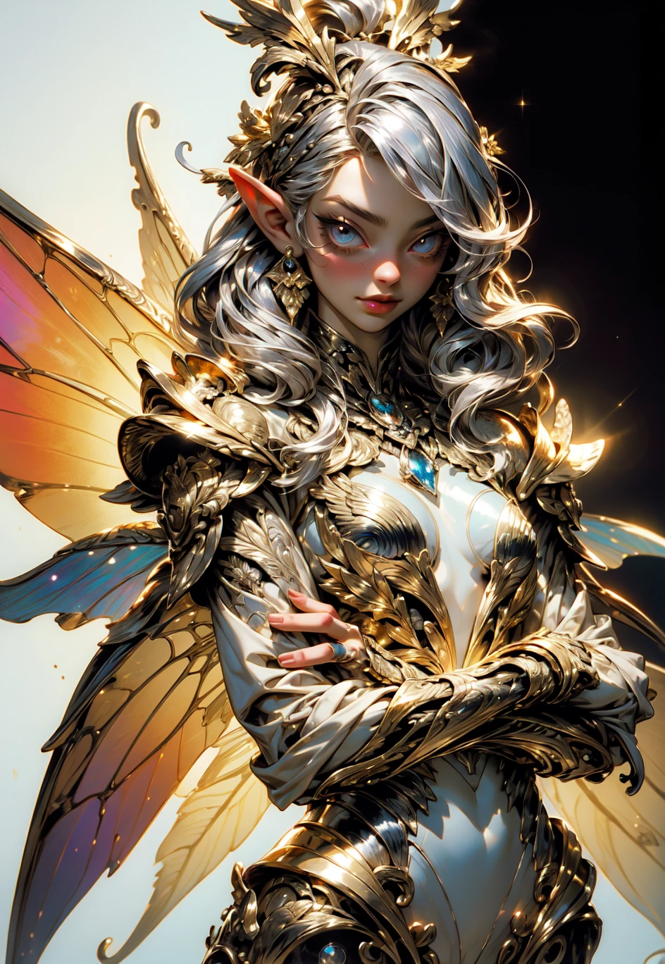 (((gold, silver, glimmer)), faerie), limited palette, contrast, phenomenal aesthetic, best quality, sumptuous artwork