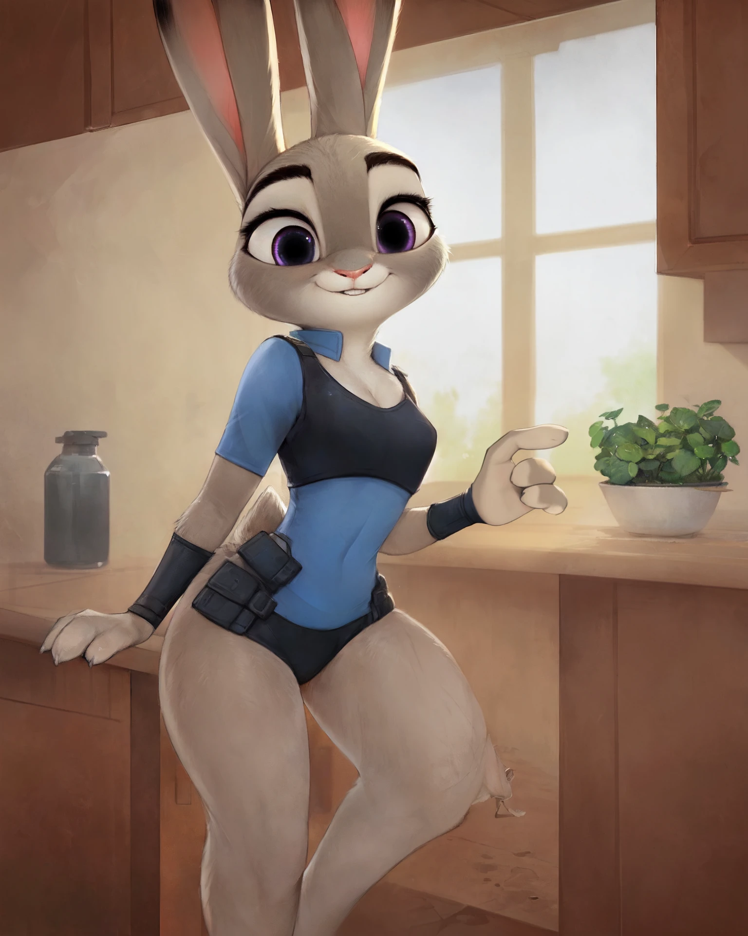 (by qupostuv35:1.2), female, (Judy rabbit:1.2), (Detailed face), (solo:1.1), In the house, <lora:Judy_V2.3:0.3>