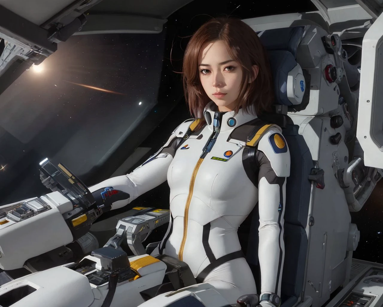 best quality,masterpiece,highly detailed,ultra-detailed,1gir ,gundam seed pilot , kira yamato,
cyborg ,latex bodysuit, full-length zipper, ( in Mscockpit,cockpit :1.3) <lora:mscockpit-000005:0.5> in space