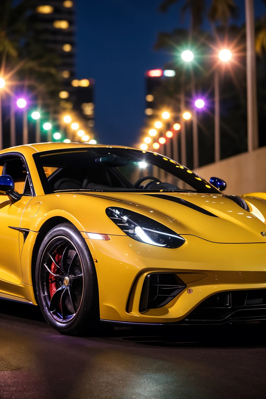 luxury exotic sports car night photography casino driveway 200mm zoom lens f/1.4 (masterpiece:1.2) (photorealistic:1.2) (bokeh) (best quality) (detailed skin:1.3) (intricate details) (8k) (HDR) (analog film) (canon d5) (cinematic lighting) (sharp focus)