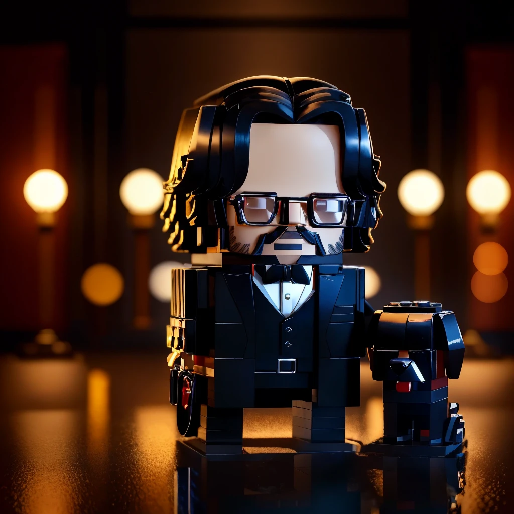 LEGO BrickHeadz john wick and his dog, at night <lora:lego_v1.1:0.8>, masterpiece, high detail, 8k, high detailed skin, 8k uhd, high quality