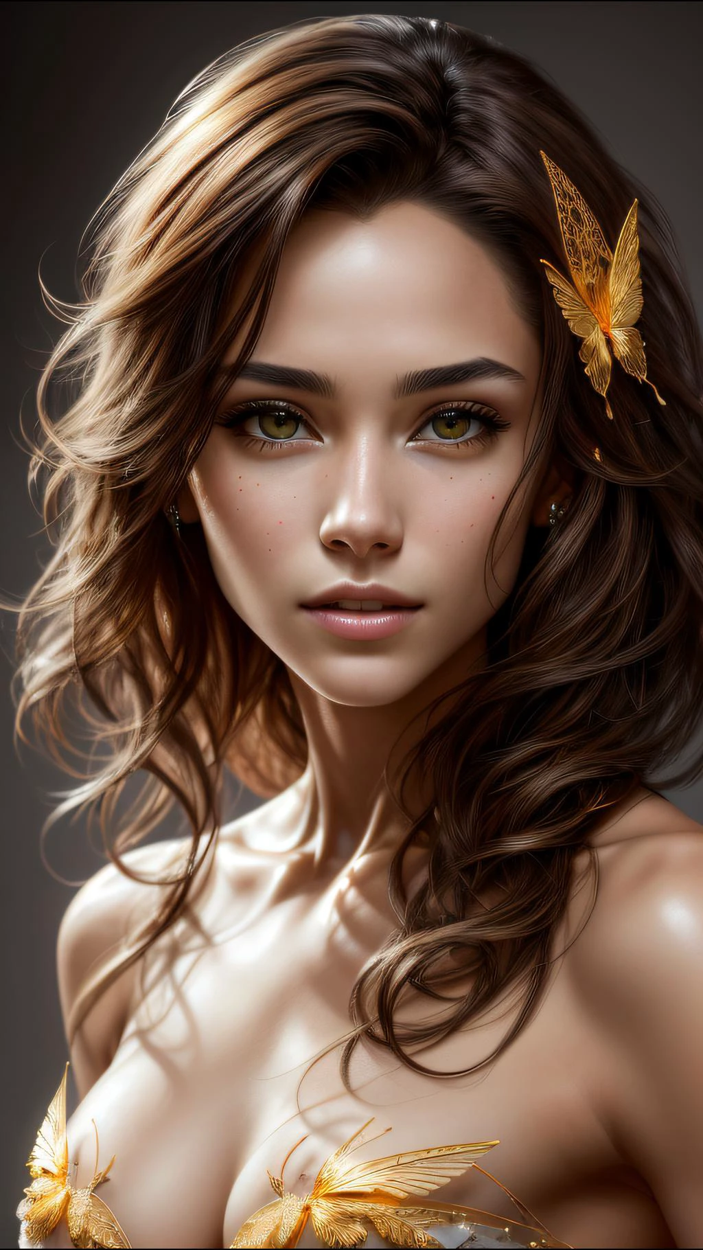 8k portrait of beautiful cyborg with brown hair  <lora:Animesh-Lora:1>, <lora:more_details:0.2>, intricate, elegant, highly detailed, majestic, digital photography, art by artgerm and ruan jia and greg rutkowski surreal painting gold butterfly filigree, broken glass, (masterpiece, sidelighting, finely detailed beautiful eyes: 1.2), hdr,