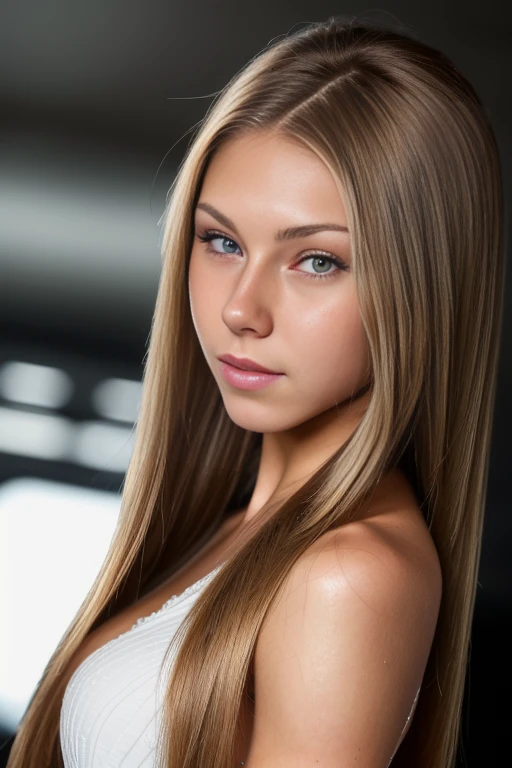 portrait photo of anjelikaV2 beautiful woman hair updo upsweep nightclub sitting at bar (masterpiece) (best quality) (detailed) (8k) (HDR) (wallpaper) (cinematic lighting) (sharp focus) (intricate)