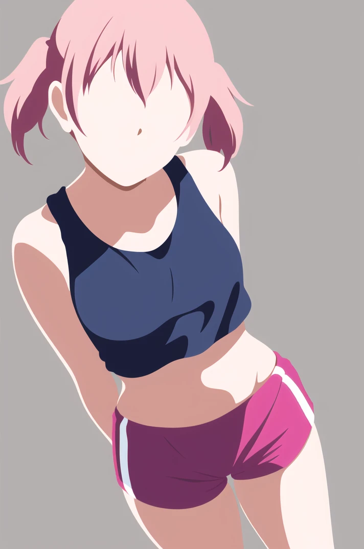 haru urara (umamusume), 1girl, solo, breasts, looking at viewer, blush, smile, navel, animal ears, medium breasts, collarbone, tail, ponytail, pink hair, thighs, cowboy shot, small breasts, outdoors, sky, day, cloud, pink eyes, blue sky, hand on hip, horse ears, horse girl, horse tail, buruma, sports bra, sports bikini