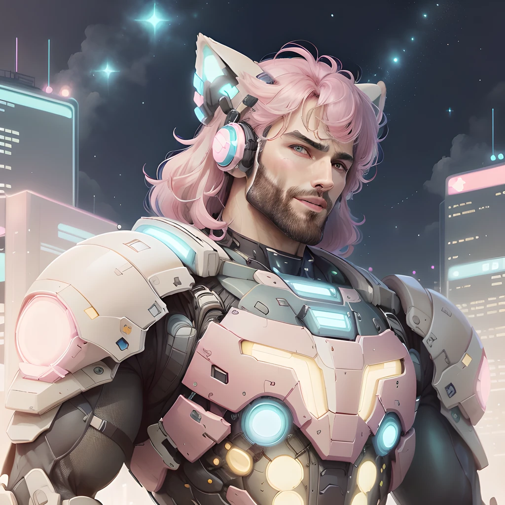 <lora:KawaiiTech-20:1>, kawaiitech,pastel color, kawaii, cute colors ,scifi, pink,
man, <lora:Gigachadv1:0.7> gigachad,