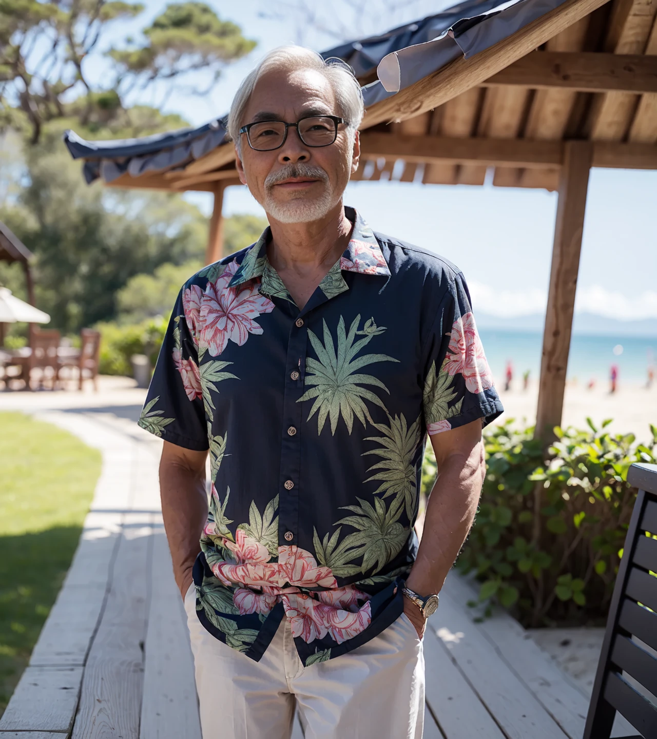 (A medium photo of gongqijun,oldman),wearing(aloha shirt),standing on beach,sunlight,(masterpiece) (photorealistic:1.2) (bokeh) (best quality) (detailed skin) (intricate) (8k) (HDR) (cinematic lighting) (sharp focus)
<lora:gongqijun:0.9>