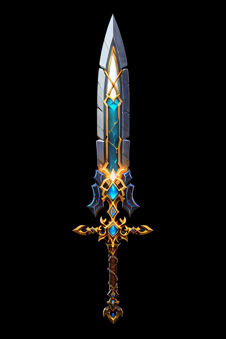 Game Art of sword, <lora:Pecha_Swords_LORA_V1.6-000008:0.8>, best quality, Trending on Artstation, masterpiece, holy with gold