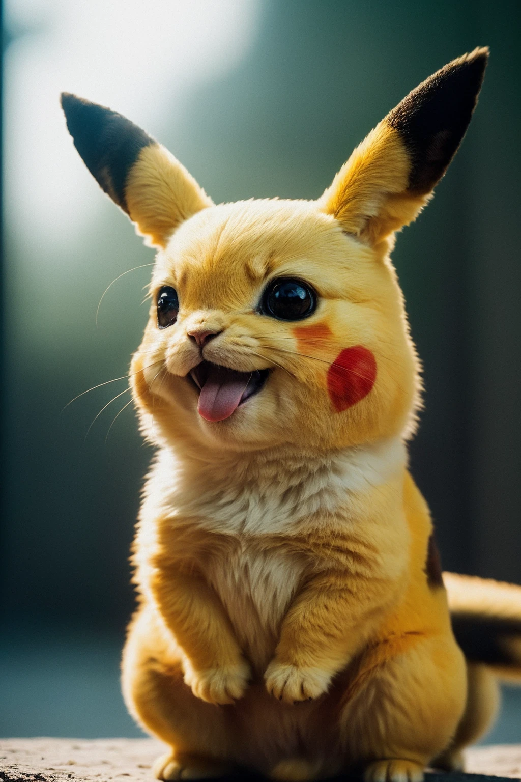 Photography, full body BREAK of real life pikachu BREAK portrait, symmetrical, highly detailed, smooth, sharp focus, cinematic lighting, kkw-ph1