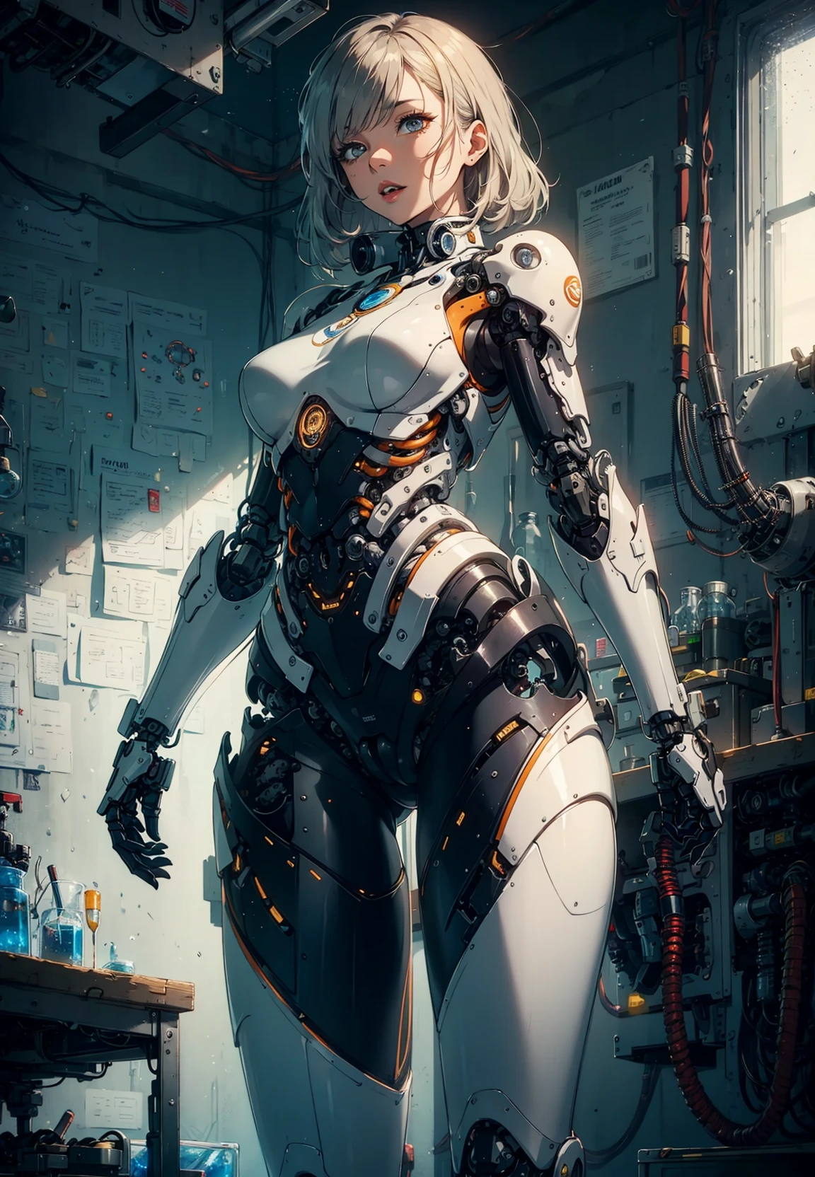 (original) , (very detailed wallpaper) , very detailed illustrations, (1 Girl) , beautiful eyes, (delicate face) , perfect detail,
((mechanical parts)), mechanical spine, mechanization, future, wide hips, laboratory, ((mecha)), stylish energy \(module\), repairing,
(best lighting) , (super complex detail) , 4K Unity, (super detailed CG: 1.2) , (8K: 1.2) , lifelike,