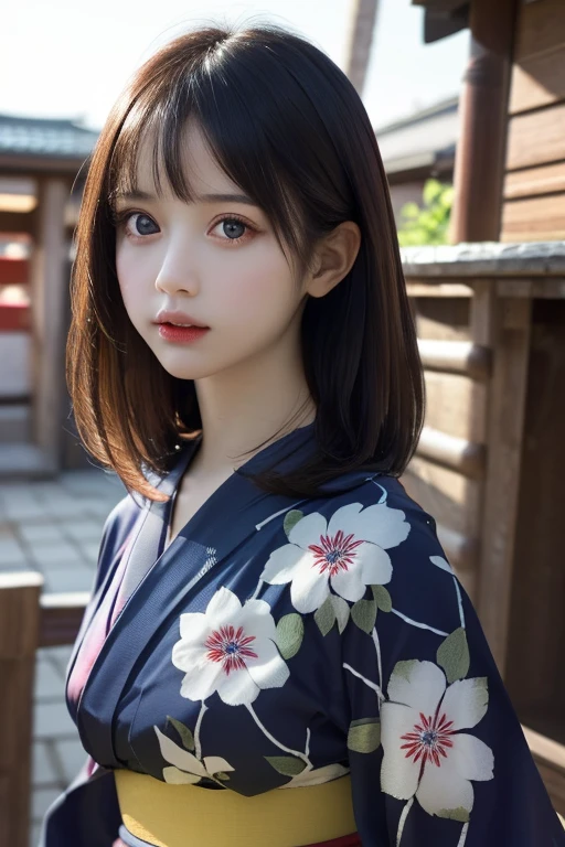 (best quality, masterpiece:1.2), (realistic:1.3), high resolution,(ultra-detailed background, detailed background), bokeh,(symmetrical clear eyes:1.3),an extremely cute and beautiful girl,highly detailed beautiful face and black eyes,beautiful hair,((colorful japanese yukata)),1girl, solo,dynamic angle,cowboy shot,<lora:yjk:0.8>